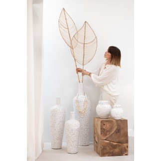 Vase en ciment blanc 25x25x60 cm