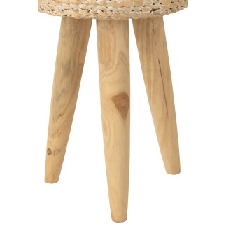 Taburete redondo de teca beige 30x30x40 cm