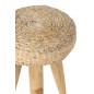 Taburete redondo de teca beige 30x30x40 cm