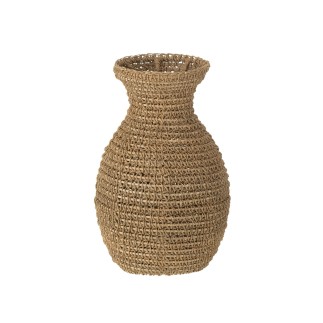 Vase en fibres naturelles beige 23x23x38 cm