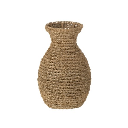 Vase en fibres naturelles beige 23x23x38 cm