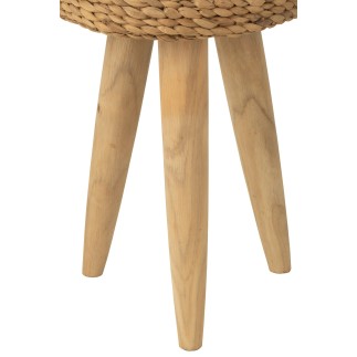 TABOURET ROND TECK/JAC EAU NAT