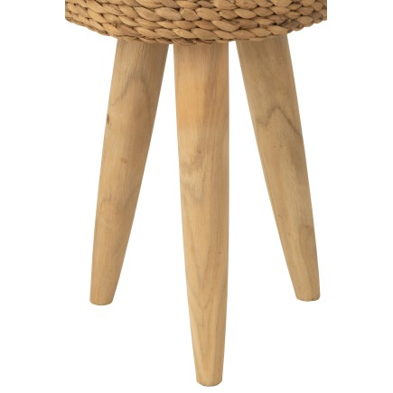 TABOURET ROND TECK/JAC EAU NAT