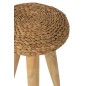 TABOURET ROND TECK/JAC EAU NAT