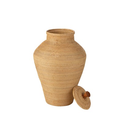 Vase avec couvercle en rotin naturel 50x50x70 cm