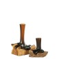 Vase sur pied bois en verre recyclé marron 25x20x29 cm Vase sur pied bois en verre recyclé marron 25x20x29 cm