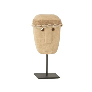 Estatua rostro de cerámica beige 9x7x19 cm