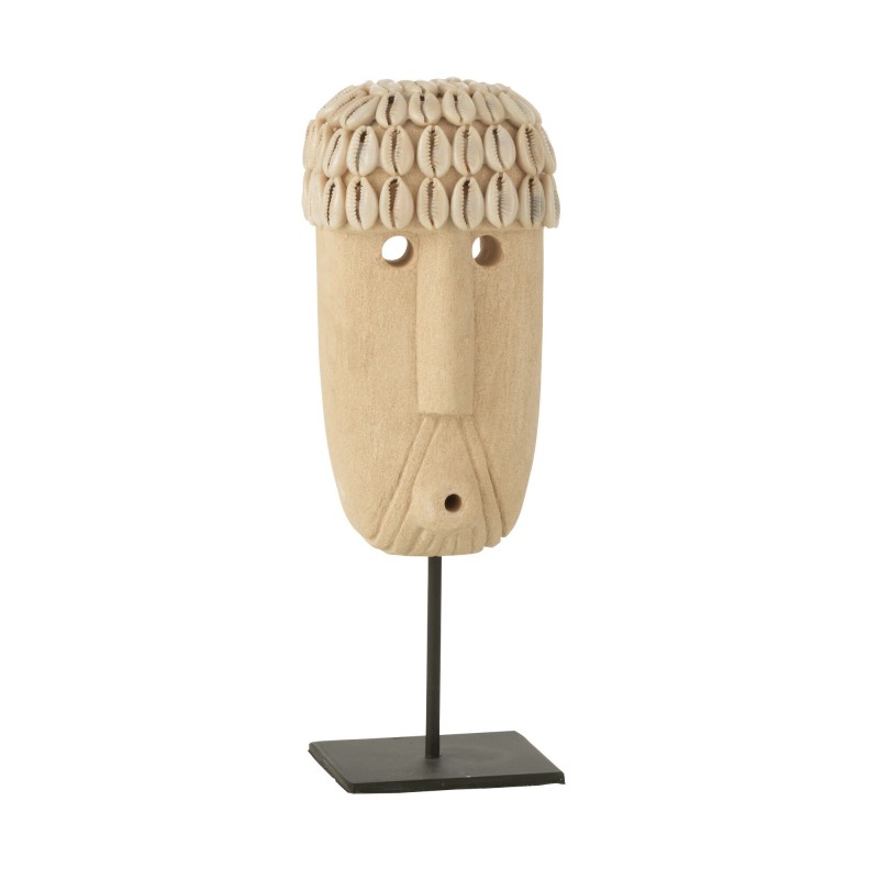 Estátua de rosto em cerâmica bege 10x8x23 cm