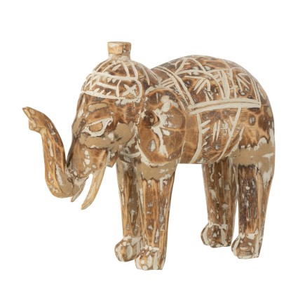 Statue éléphant en bois d’albasia marron 30x10x25 cm