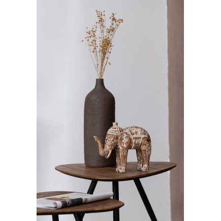 Statue éléphant en bois d’albasia marron 30x10x25 cm