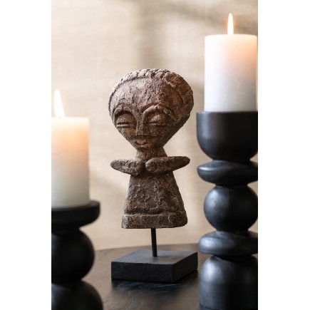 Estatuilla ying de madera de albasia marrón 11x7x26 cm