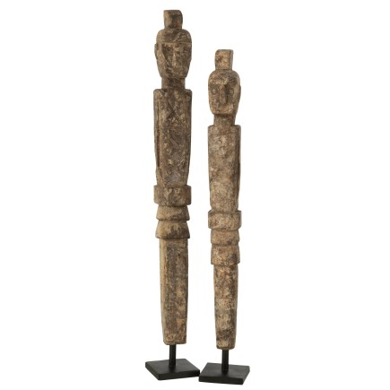 Estatua de madera de albasia marrón en 12x12x90 cm
