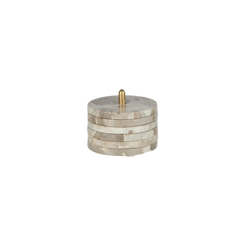 Set de 6 sous-verres en marbre beige D.10 cm