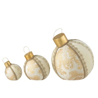 BOULE DÉCO MOTIF POLY/TEX OR M