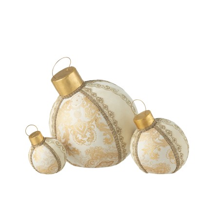 BOULE DÉCO MOTIF POLY/TEX OR L