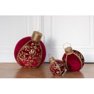 Boule de décorative en polyrésine rouge 23x23x32 cm