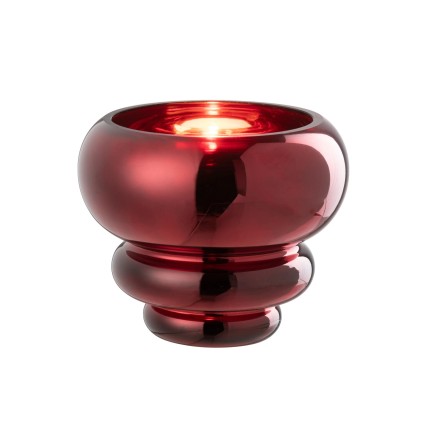 Vase ou photophore en verre rouge 15.5x15.5x13.5 cm