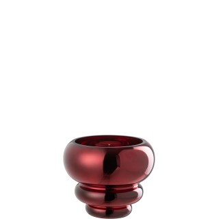 Vase ou photophore en verre rouge 15.5x15.5x13.5 cm