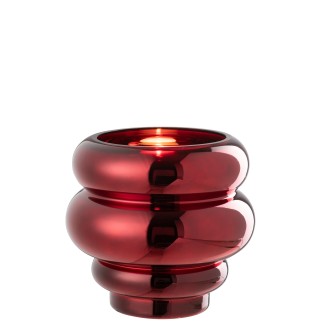 Vase ou photophore en verre rouge 20x20x20 cm