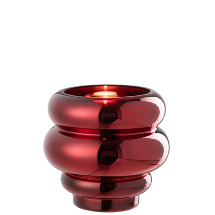Vase ou photophore en verre rouge 20x20x20 cm