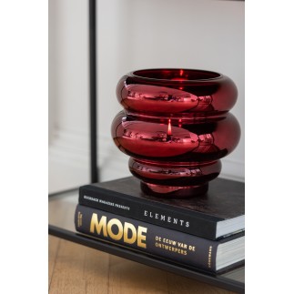 Vase ou photophore en verre rouge 20x20x20 cm