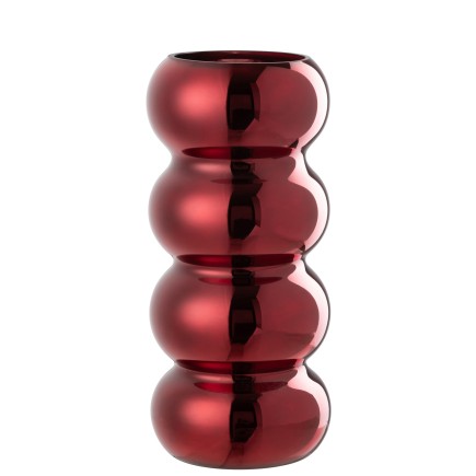 Vase chenille en verre rouge 13.5x13.5x30 cm