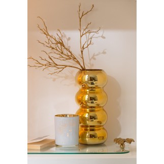 VASE CHENILLE VERRE DORÉ