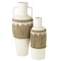 Vase motifs et anses en poterie blanc 43x43x100 cm Vase motifs et anses en poterie blanc 43x43x100 cm