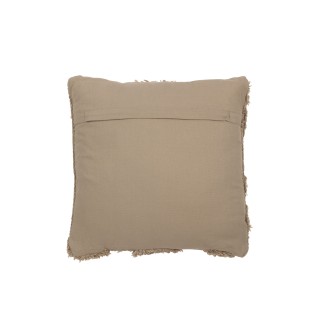 Cojín de lana beige con mechones 45x45x12 cm