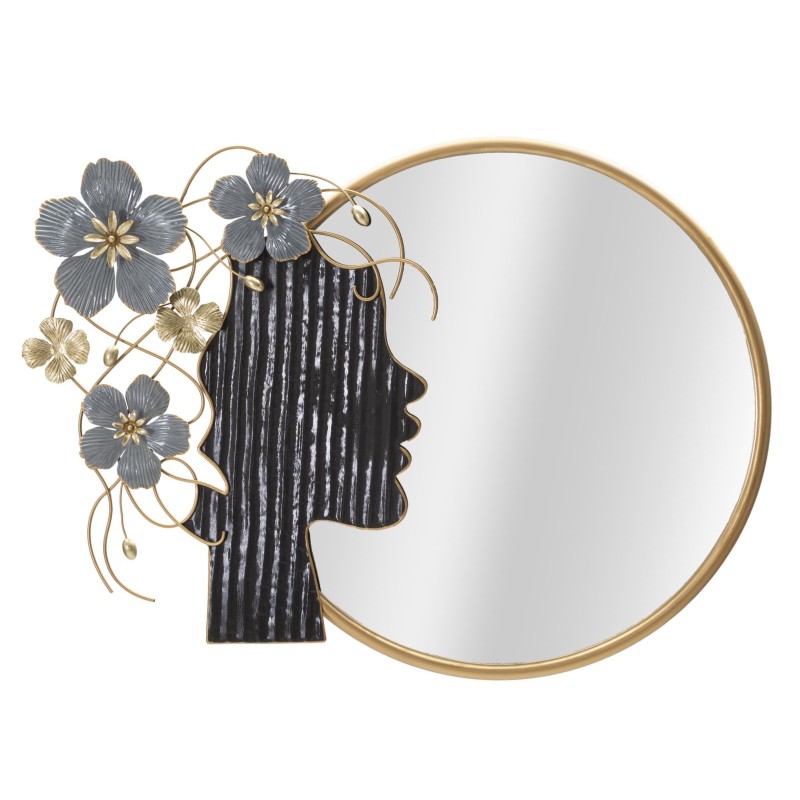 Specchio rotondo, decorazione nera 81,9x7x61 cm