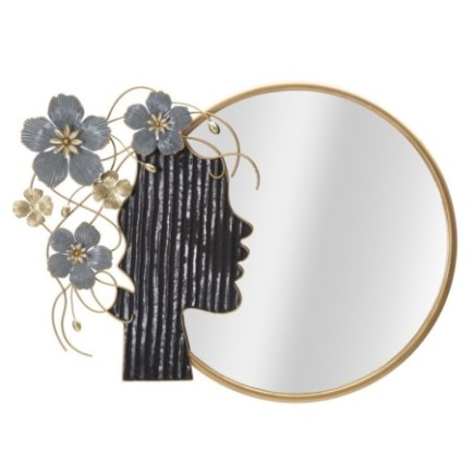 Miroir rond décoration noire 81.9x7x61 cm