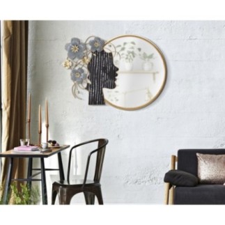 Espejo redondo, decoración negra 81,9x7x61 cm