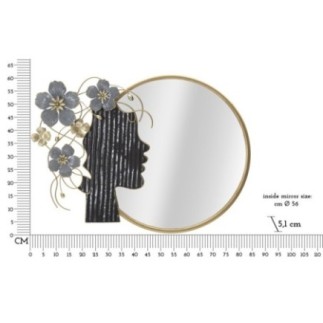 Specchio rotondo, decorazione nera 81,9x7x61 cm