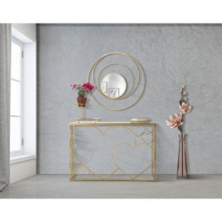 Specchio ad arco in metallo dorato D.80 cm