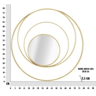 Specchio ad arco in metallo dorato D.80 cm