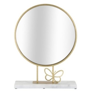 Miroir rond sur socle avec papillon doré 30x9x39.5 cm