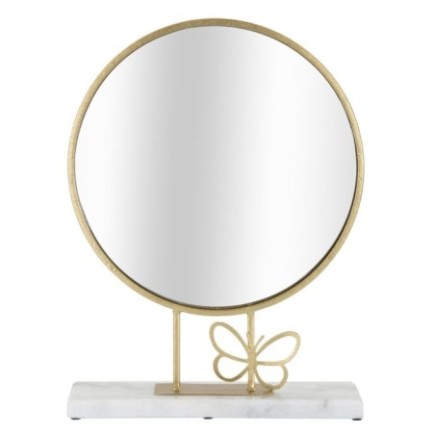 Miroir rond sur socle avec papillon doré 30x9x39.5 cm