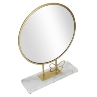 Miroir rond sur socle avec papillon doré 30x9x39.5 cm