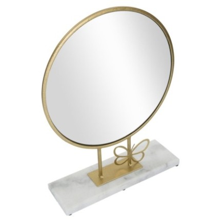 Miroir rond sur socle avec papillon doré 30x9x39.5 cm