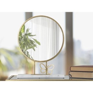 Miroir rond sur socle avec papillon doré 30x9x39.5 cm