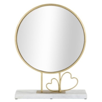 Miroir rond sur socle avec coeur doré 30x9x39.5 cm