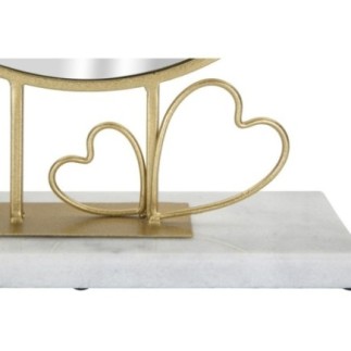 Espelho redondo com base e coração dourado 30x9x39,5 cm