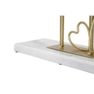 Espelho redondo com base e coração dourado 30x9x39,5 cm