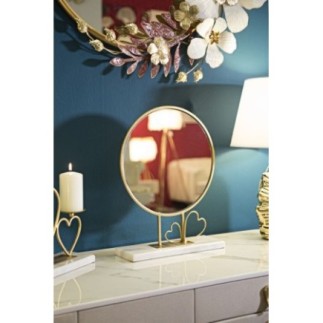 Miroir rond sur socle avec coeur doré 30x9x39.5 cm