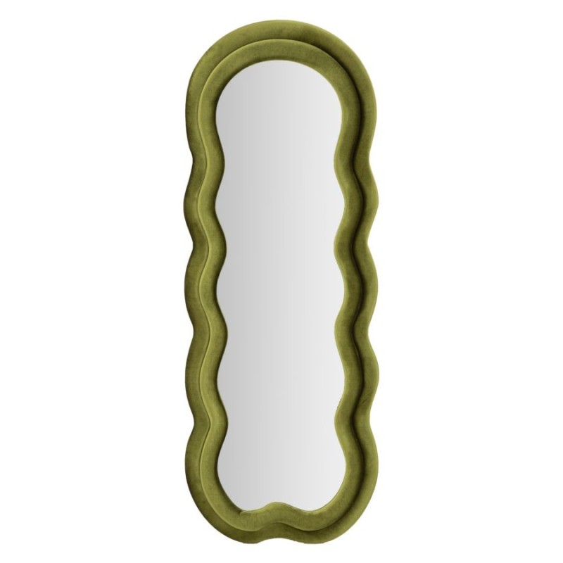 Specchio ovale irregolare con cornice verde 60x4x160 cm