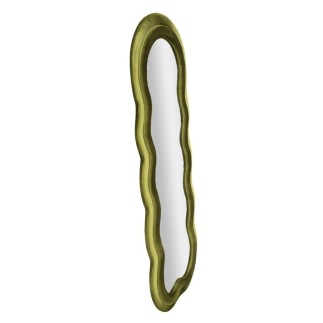 Specchio ovale irregolare con cornice verde 60x4x160 cm