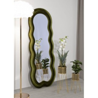 Specchio ovale irregolare con cornice verde 60x4x160 cm