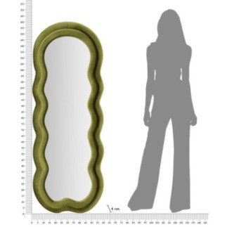 Specchio ovale irregolare con cornice verde 60x4x160 cm