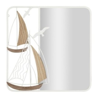Espelho com decoração marinha branca 60x4,4x60 cm