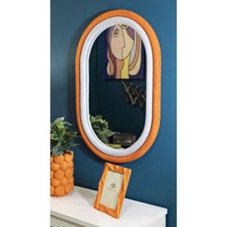 Espelho oval com moldura laranja 60x4x90 cm